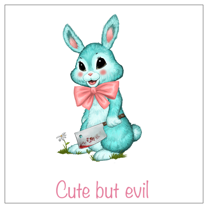 Funny Vintage Bunny Cute but Evil Flat Cards