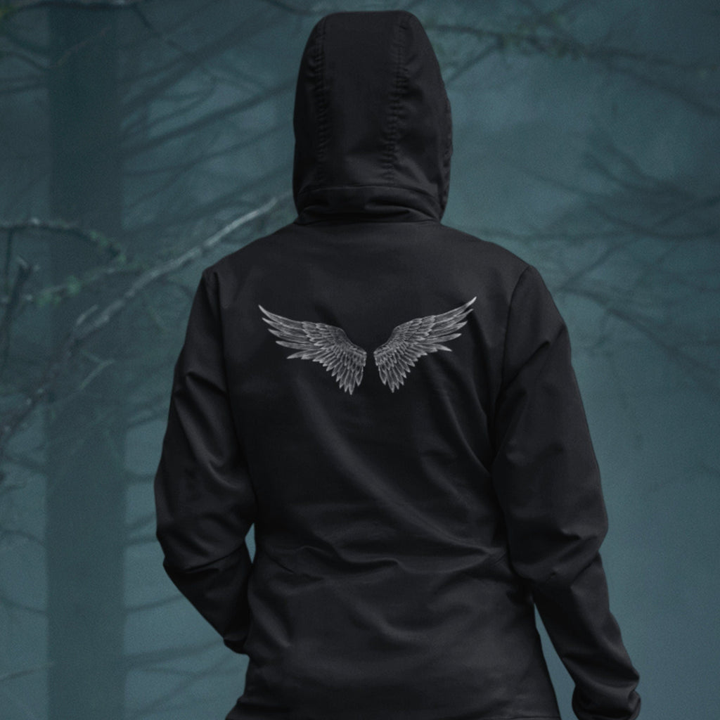 Angelcore Angel Wings Unisex Hoodie, Bird Wings, Dark Academia Wings Hoodie, Angel Wings, Angelcore Aesthetic Clothing,Goth Hoodie,Wings Art - Atomic Bullfrog