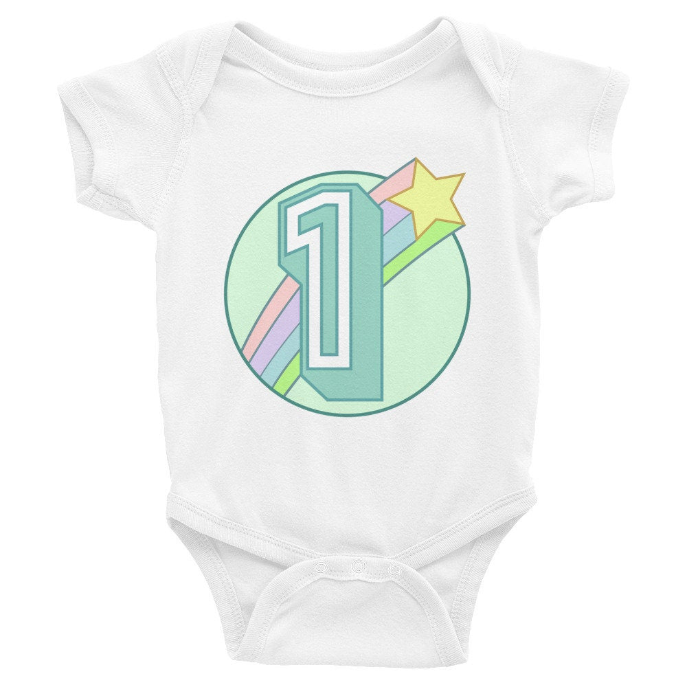 Baby Birthday Infant Bodysuit,cute baby clothes,gift for baby,baby birthday shirt,one year old,kawaii shirt,kawaii baby shirt,pastel - Atomic Bullfrog