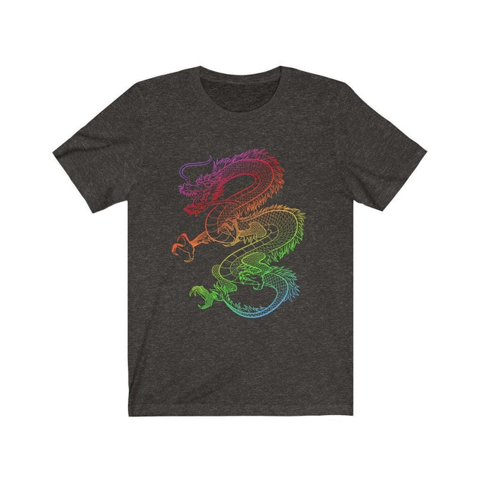 Chinese Dragon Rainbow Unisex Tee, Dragon, Cool Graphic Tee, Gift, Aesthetic Shirt, Skateboard Apparel, Dragon T-Shirt, Aesthetic Clothing - Atomic Bullfrog