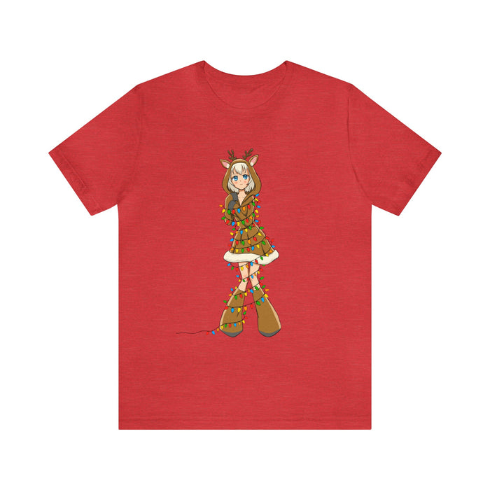 Cute Anime Reindeer Girl Shirt, Unisex Jersey Short Sleeve Tee - Atomic Bullfrog