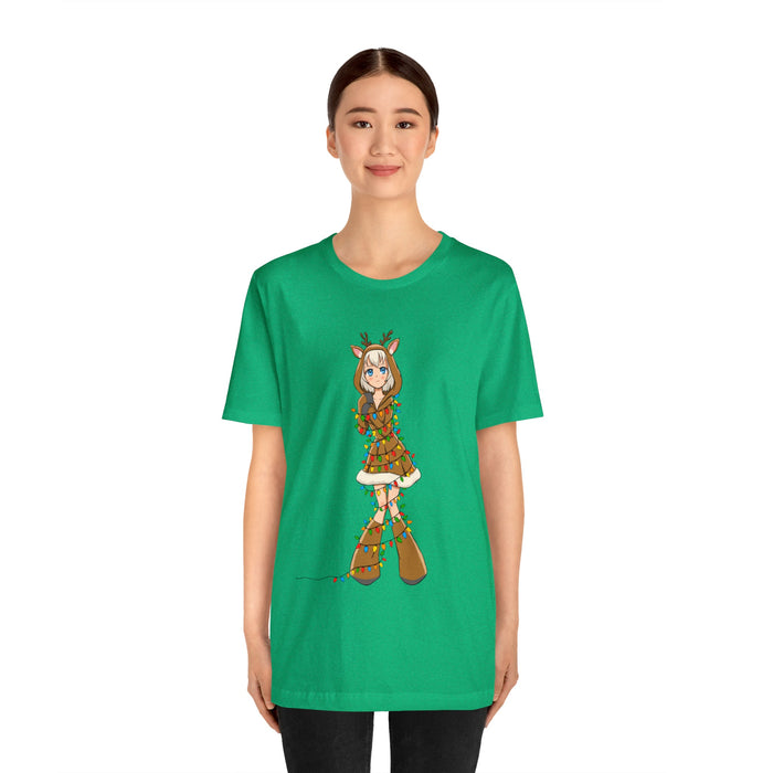 Cute Anime Reindeer Girl Shirt, Unisex Jersey Short Sleeve Tee - Atomic Bullfrog