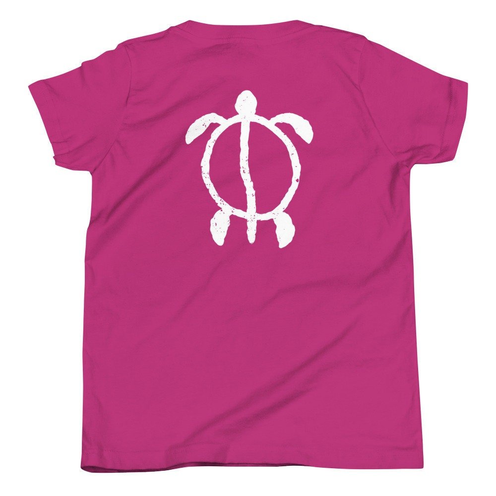 Cute Hawaiian Turtle Unisex Youth T-Shirt, Honu Tshirt, Hawaiian Honu Kids Tee, Turtle Gifts, Gift for Kids, Hawaii Honu Shirt, Turtle Shirt - Atomic Bullfrog