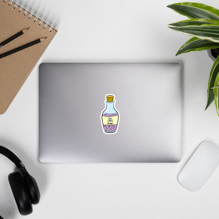 Cute Poison Bottle Sticker with Hearts - Unique Laptop Decal or Journal Cover - Atomic Bullfrog