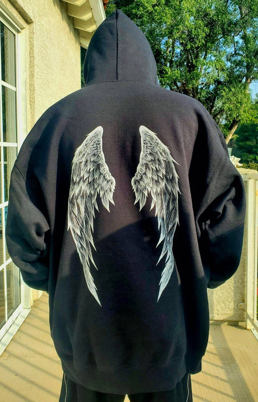 Dark Academia Angel Wings Unisex Hoodie, Angel Wings Hoodie, Angelcore Aesthetic Clothing, Goth Hoodie, Wings Art Hoodie, Angel Wings - Atomic Bullfrog