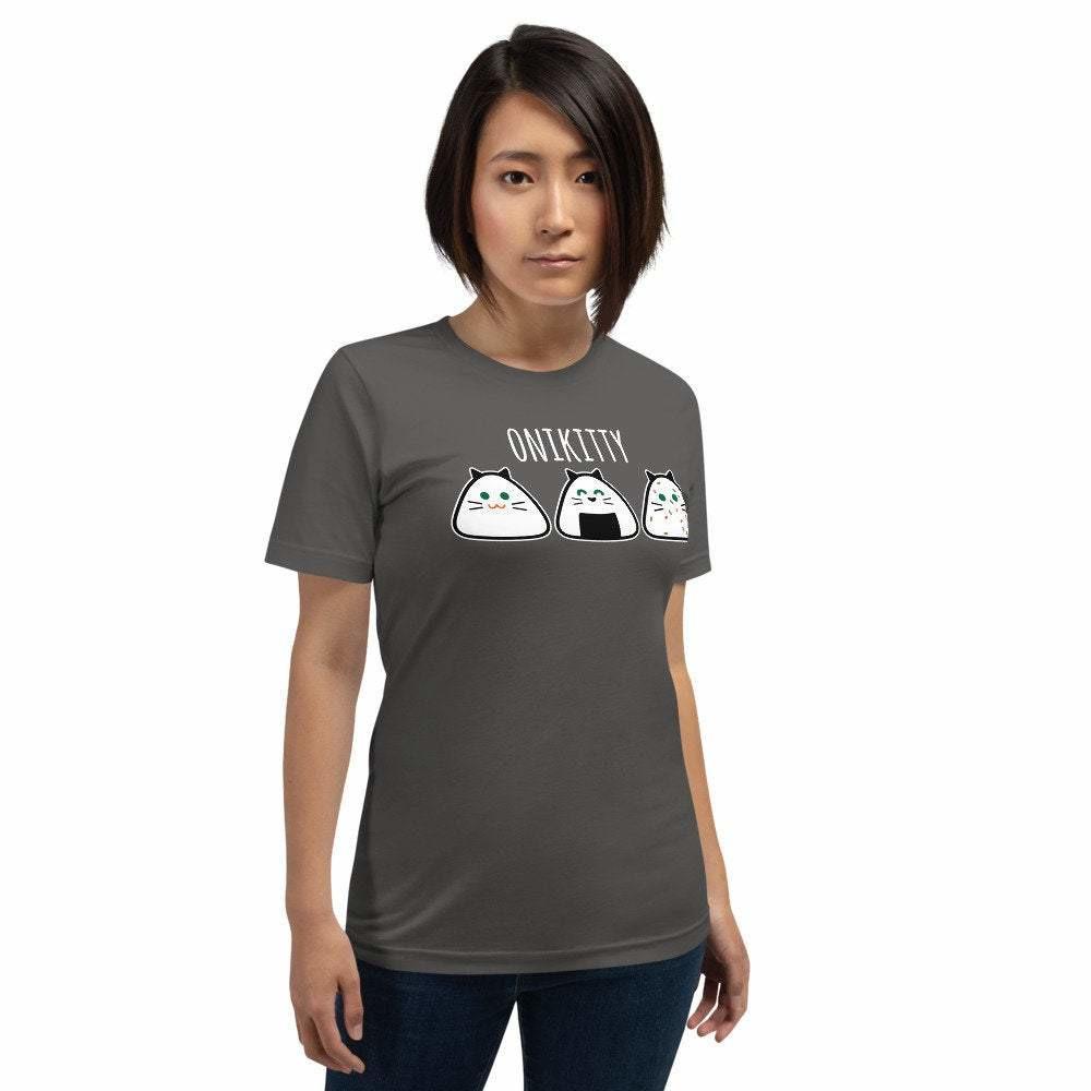 Funny Cat Onigiri Sushi Unisex T-Shirt for Cat Lovers - Atomic Bullfrog