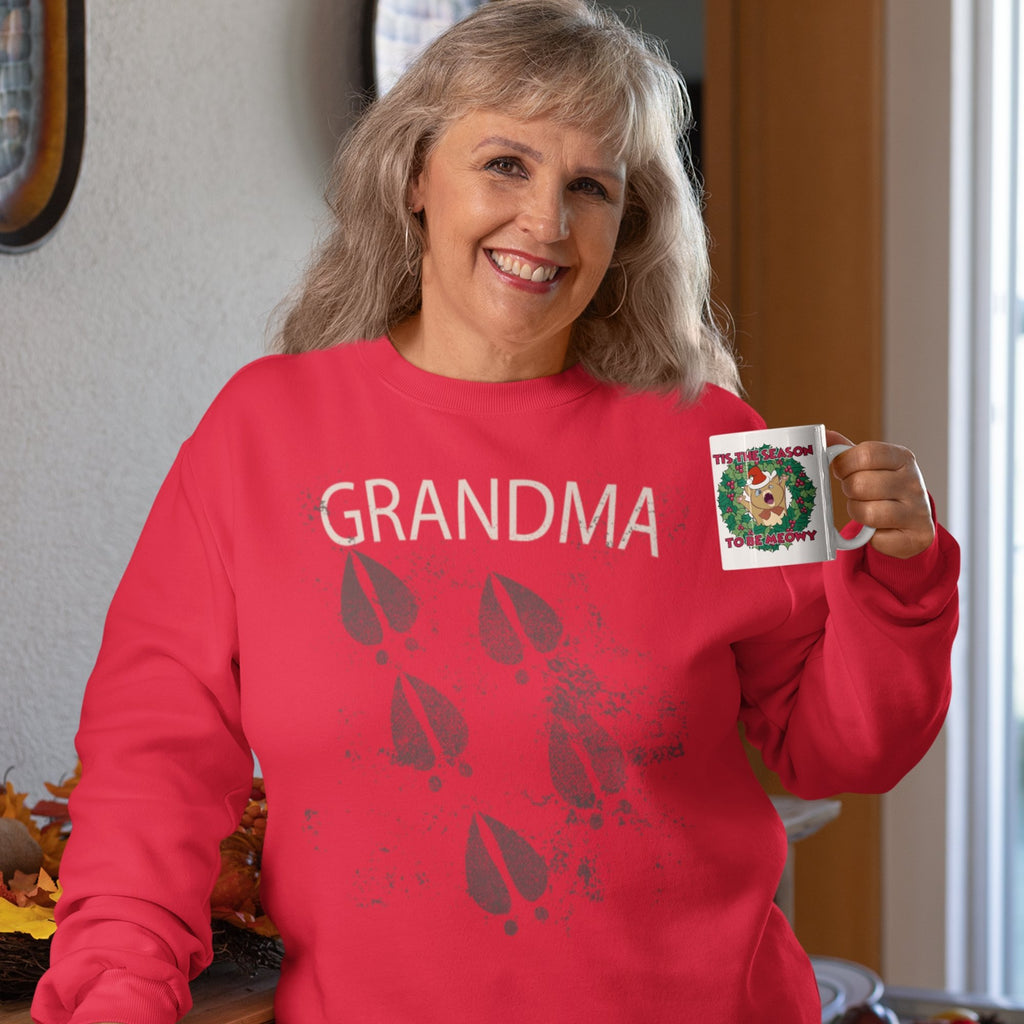 Funny Christmas Grandma Run Over Reindeer Unisex Sweatshirt, Funny Christmas Sweatshirt - Atomic Bullfrog
