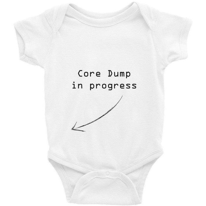 Funny Computer Nerd Core Dump in Progress Infant Bodysuit - Atomic Bullfrog