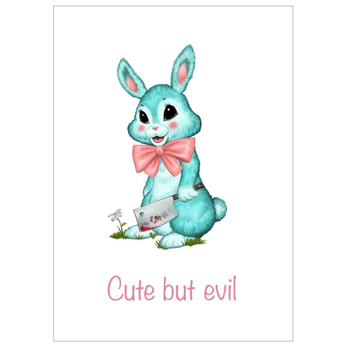 Funny Vintage Bunny Cute but Evil Flat Cards - Atomic Bullfrog