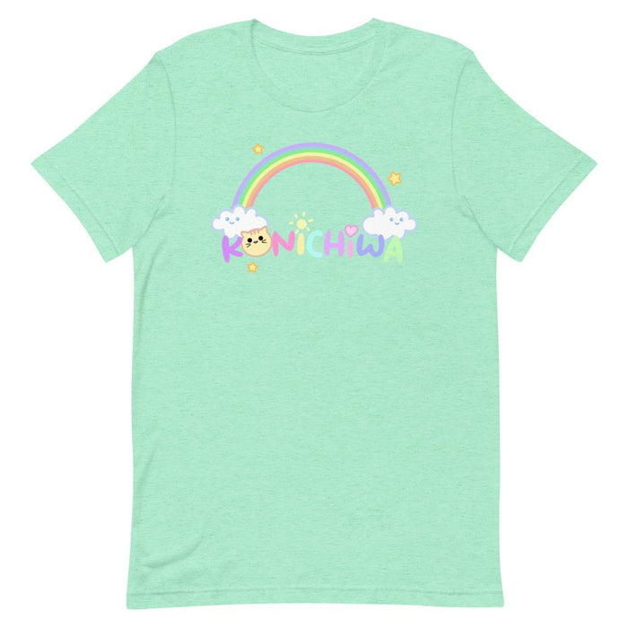 Kawaii Konichiwa Rainbow Unisex T-Shirt - Atomic Bullfrog