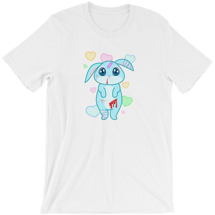 Pastel Goth Sad Bunny in Bandages Unisex T-Shirt, Yami Kawaii Bunny Top - Atomic Bullfrog