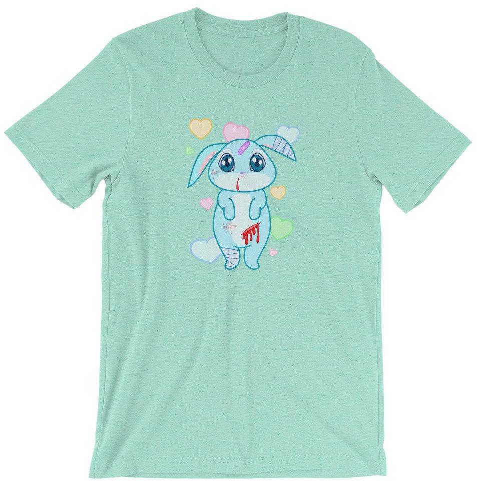 Pastel Goth Sad Bunny in Bandages Unisex T-Shirt, Yami Kawaii Bunny Top - Atomic Bullfrog