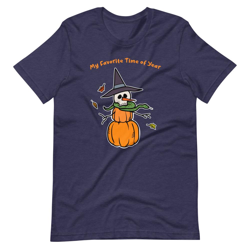 Spoopy Halloween Skeleton Snowman Unisex T-Shirt, Halloween Snowman T-shirt - Atomic Bullfrog