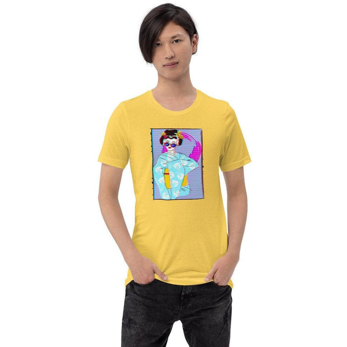 Vaporwave Geisha Glitch Unisex T-Shirt, Japanese Geisha Vaporwave Shirt - Atomic Bullfrog