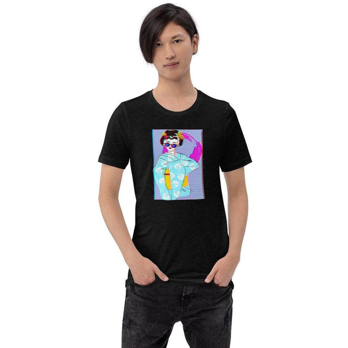 Vaporwave Geisha Glitch Unisex T-Shirt, Japanese Geisha Vaporwave Shirt - Atomic Bullfrog