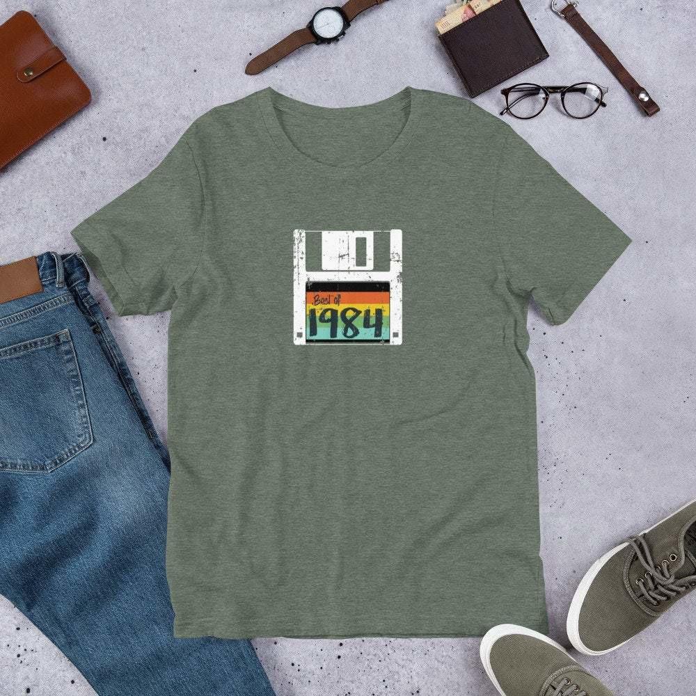 Vintage Floppy Disk Best of 1984 Funny Birthday/Grad Unisex T-Shirt/Floppy Disk/80s Retro/Funny Tee/Gift/Computer Nerd/Birthday Shirt - Atomic Bullfrog