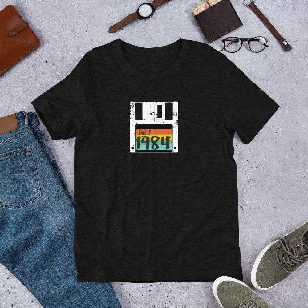Vintage Floppy Disk Best of 1984 Funny Birthday/Grad Unisex T-Shirt/Floppy Disk/80s Retro/Funny Tee/Gift/Computer Nerd/Birthday Shirt - Atomic Bullfrog