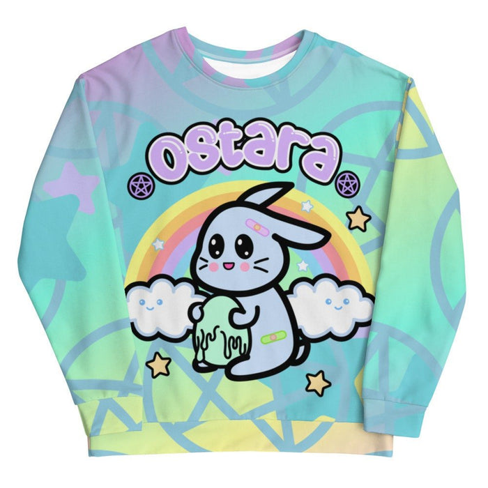 Yami Kawaii Bunny Sweatshirt, All Over Print Unisex Sweatshirt, Pastel Goth Easter Top, Creepy Cute Clothing, Menhera-chan, Easter Shirt - Atomic Bullfrog