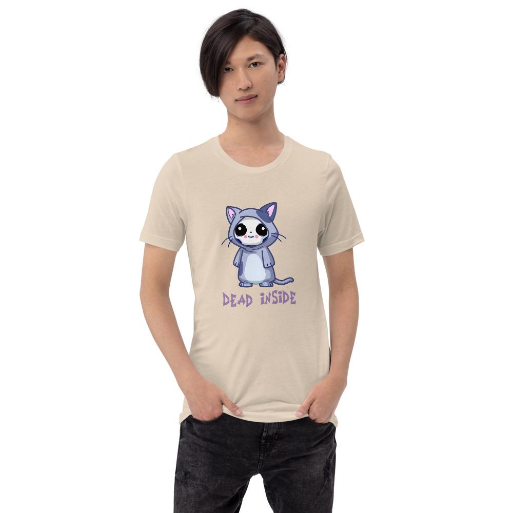 Yami Kawaii Chibi Cat Skeleton Unisex T-Shirt, Pastel Goth Cat Tee - Atomic Bullfrog