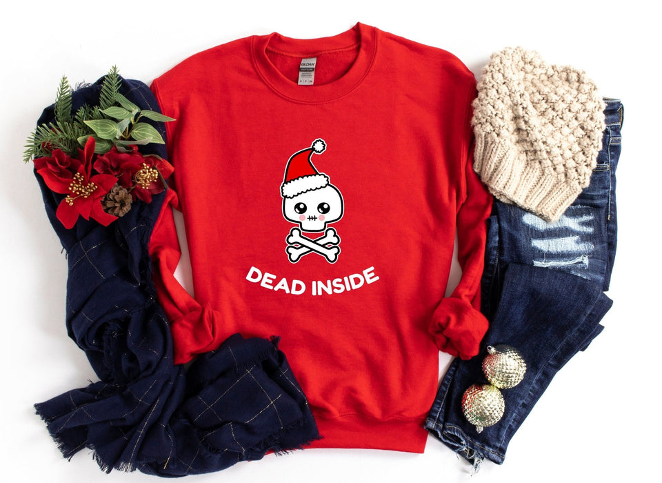 Yami Kawaii Christmas Skull Unisex Sweatshirt, Creepy Cute Holiday Sweatshirt, Pastel Goth Clothing, Gothic Lolita Christmas Top,Kawaii Gift - Atomic Bullfrog