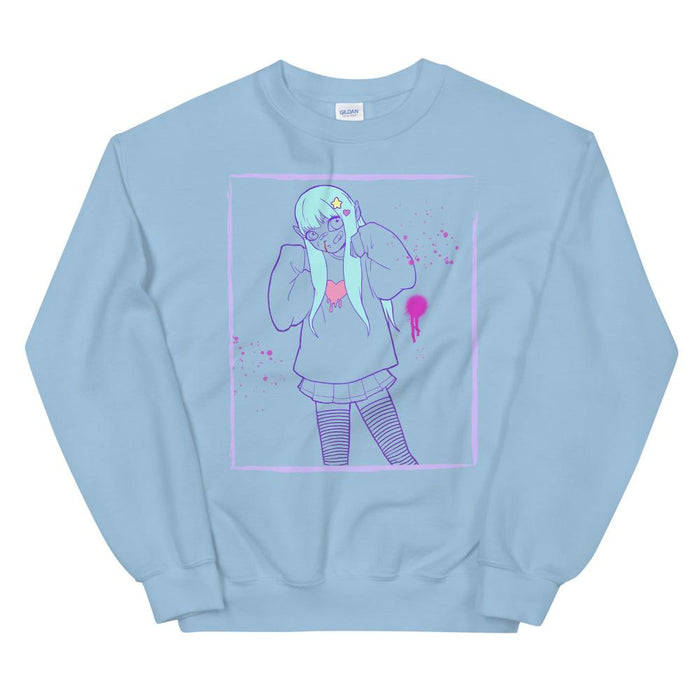 Yami Kawaii Girl Outline Unisex Sweatshirt - Atomic Bullfrog