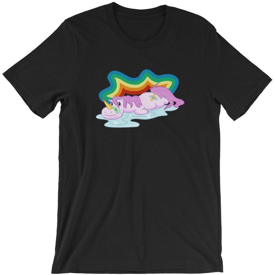 Yami Kawaii Sad Unicorn Unisex T-Shirt - Atomic Bullfrog