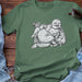 Zen Shirt, Reclining Laughing Buddha Tee - Distressed Look, Hand Drawn Art, Best Gift - Atomic Bullfrog